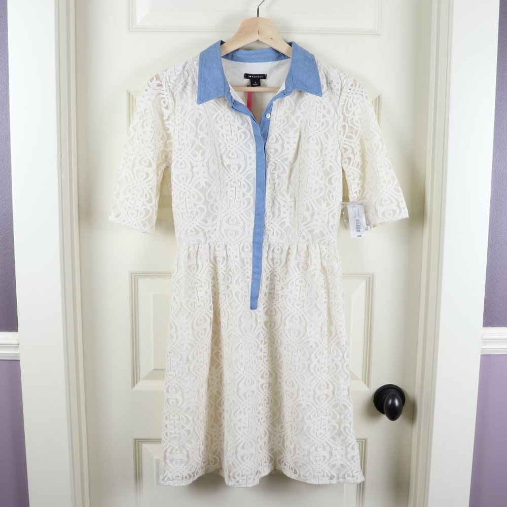 I Heart Ronson Lace Shirtdress